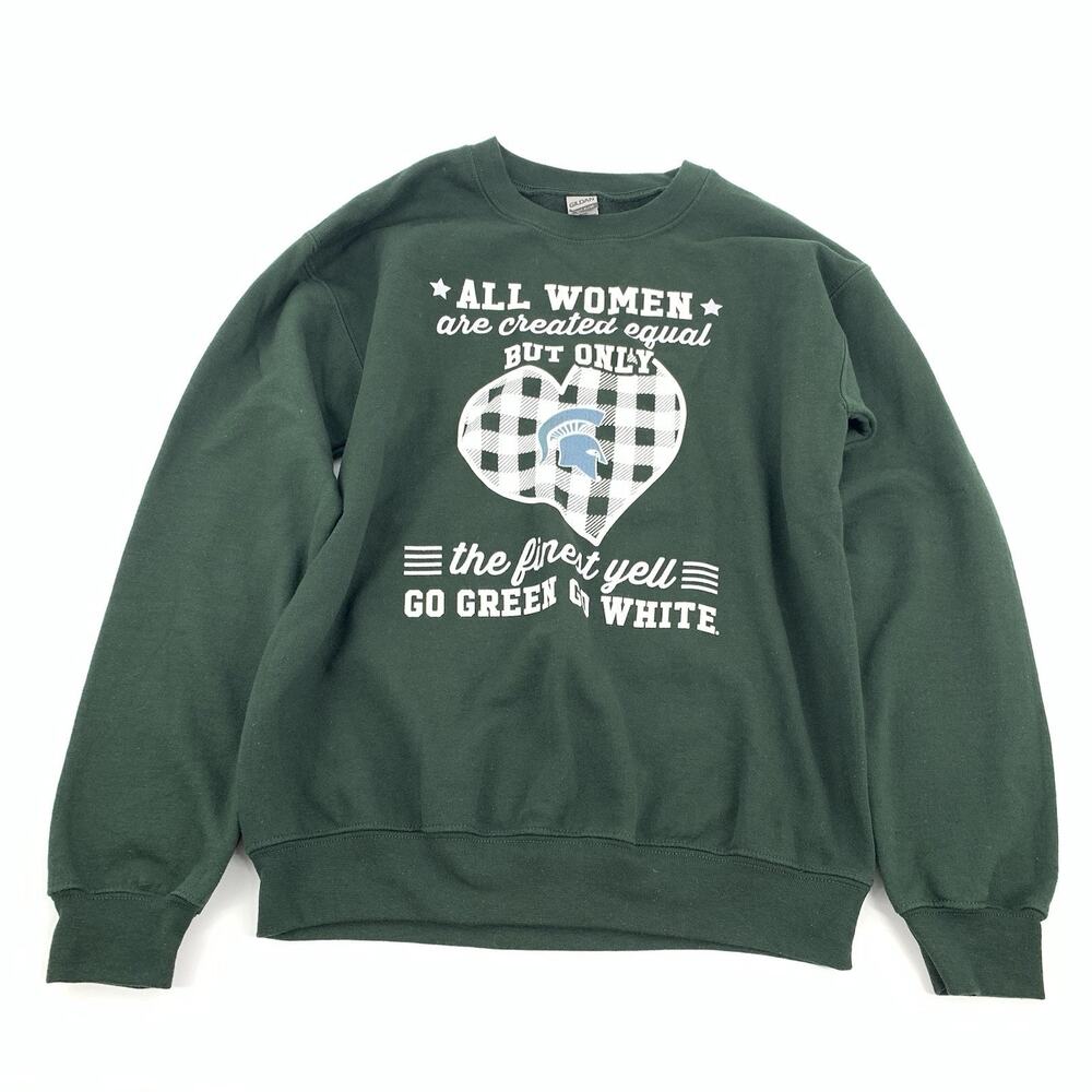 Michigan State University Crewneck Pullover Sweatshirt Small Womens Green MSU S